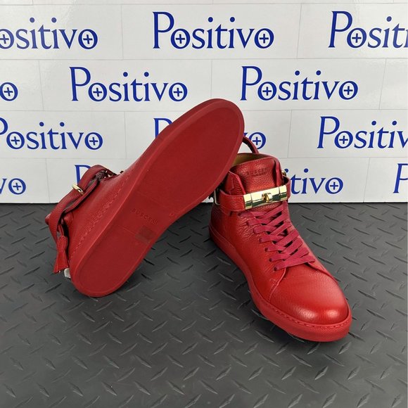 Buscemi Mens 100MM Red Leather Sneakers US 10 SAMPLE - Picture 5 of 6
